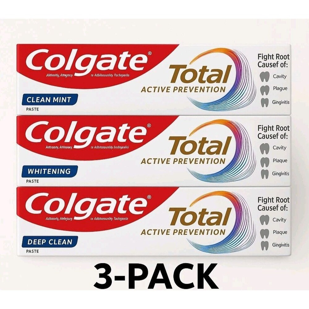 Colgate‎ Total Active Prevention Toothpaste 3-Pack Mint Whitening Deep Clean New